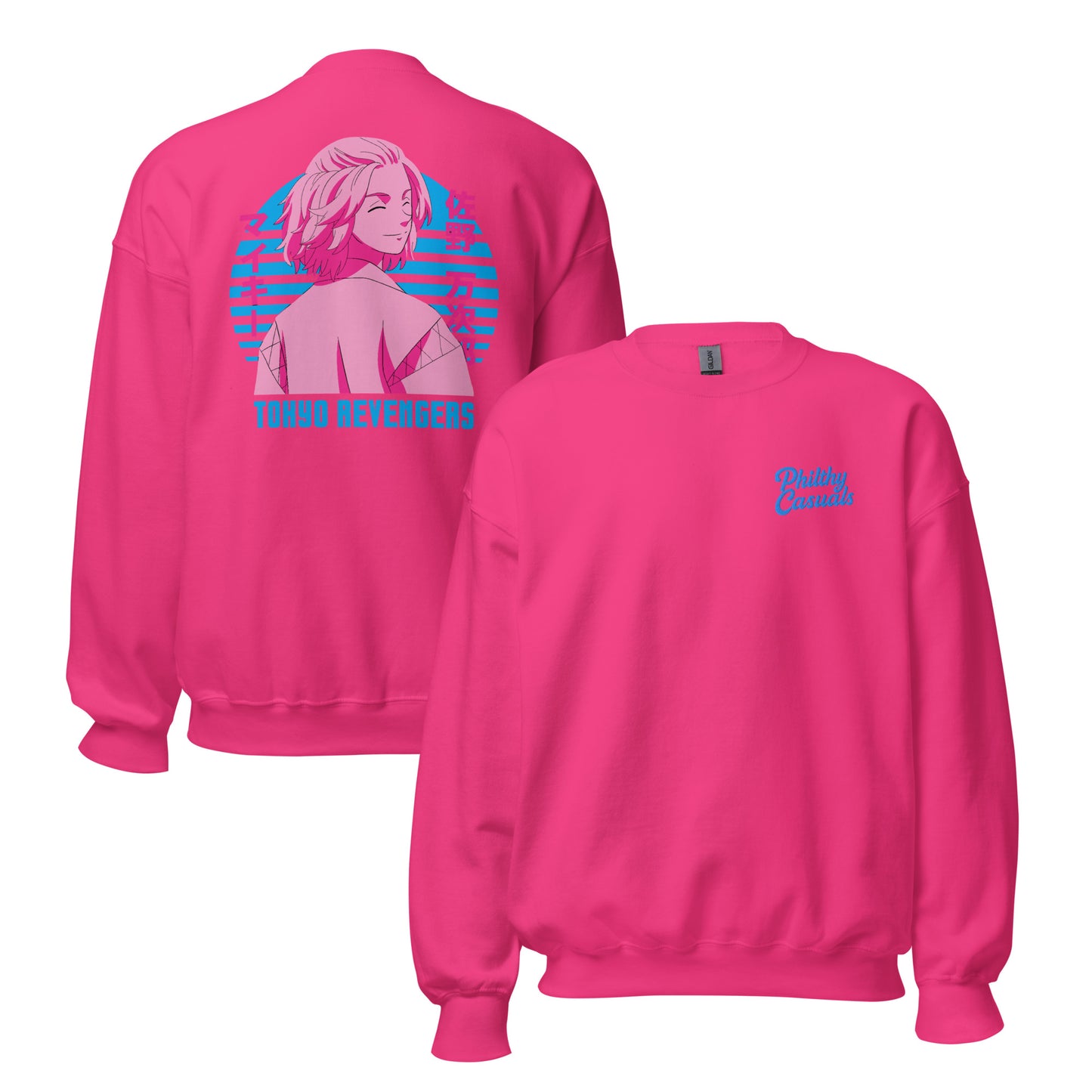 unisex crew neck sweatshirt heliconia front and back