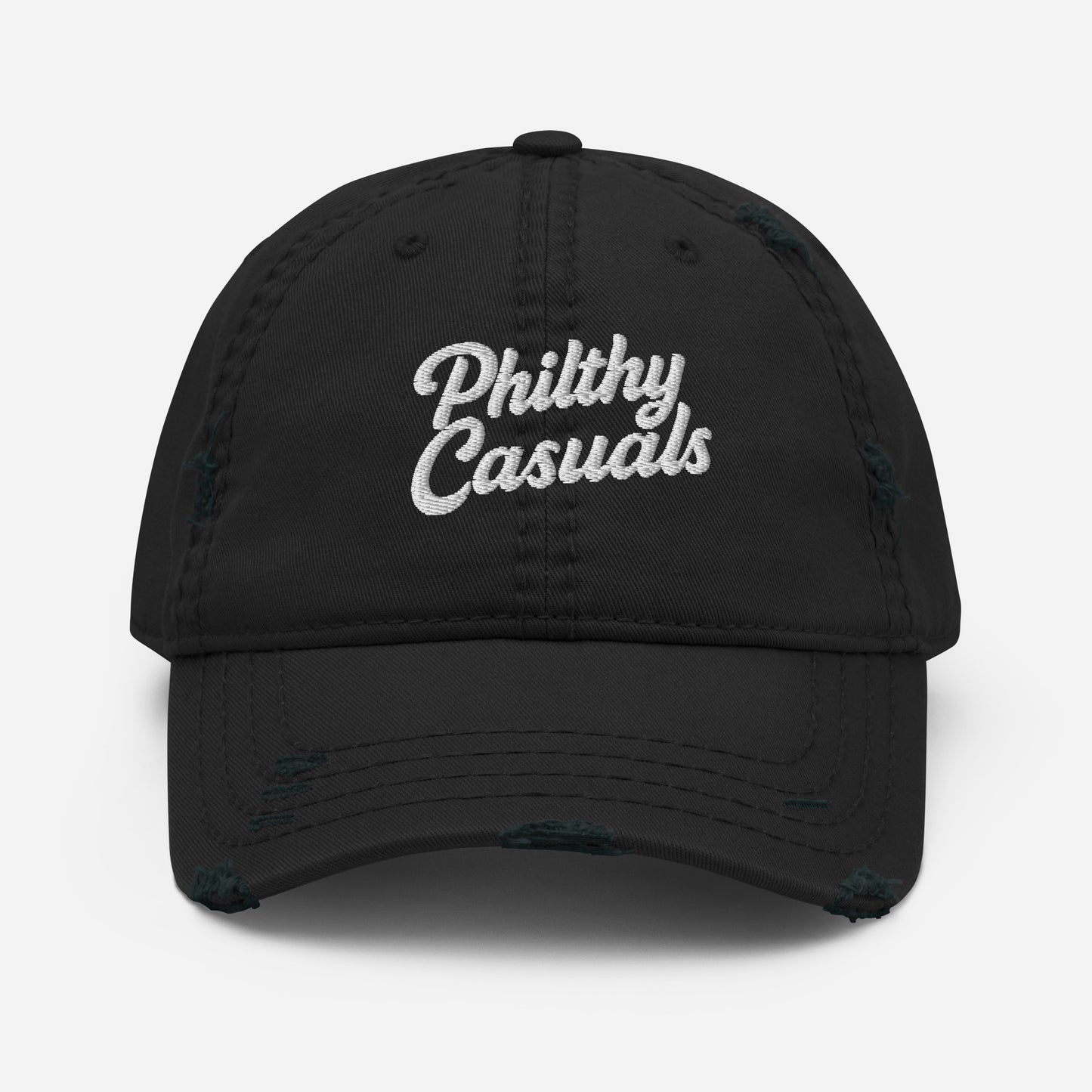 distressed dad hat black front