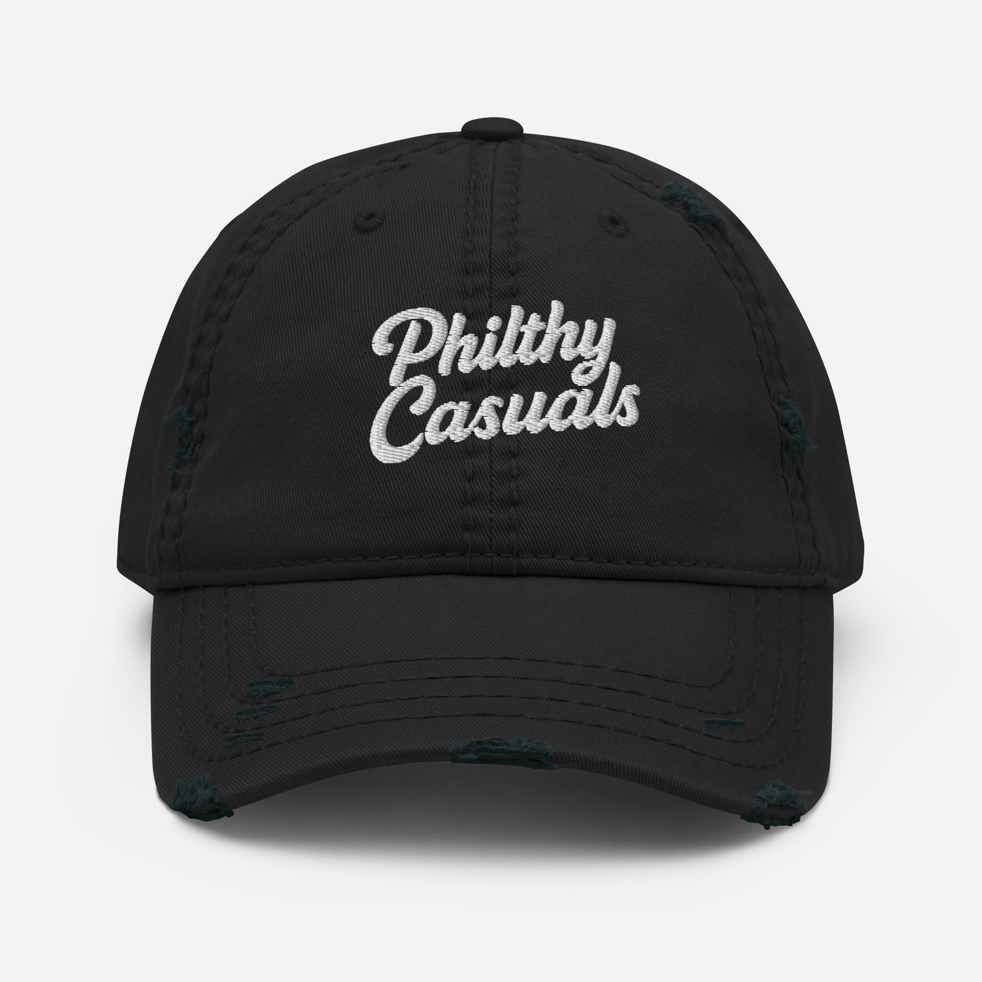 distressed dad hat black front