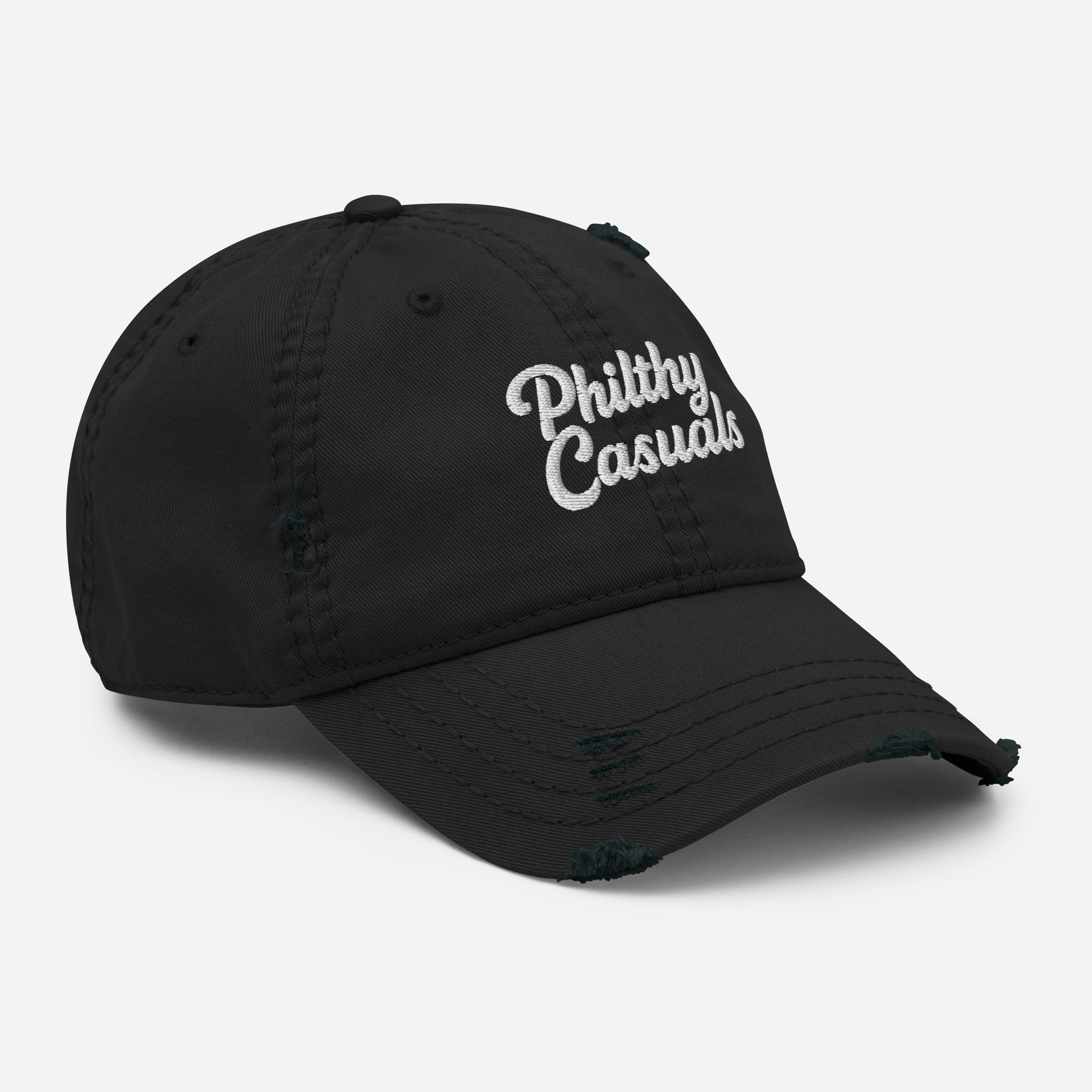 distressed dad hat black right front