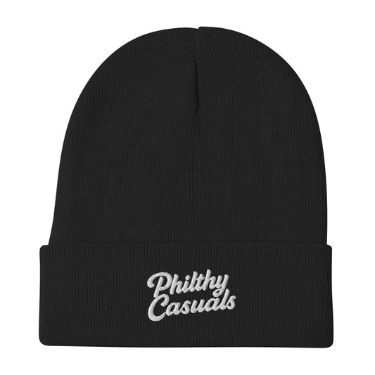 knit beanie black front