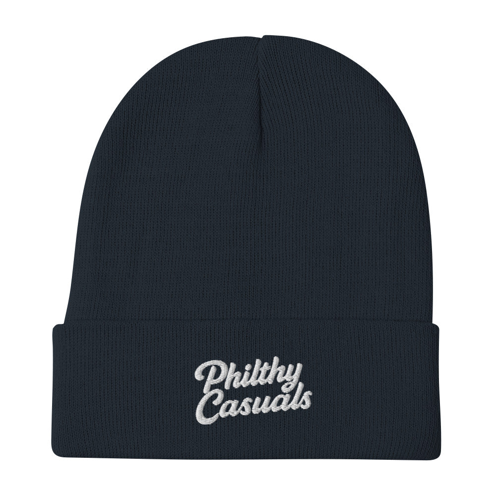 knit beanie navy front