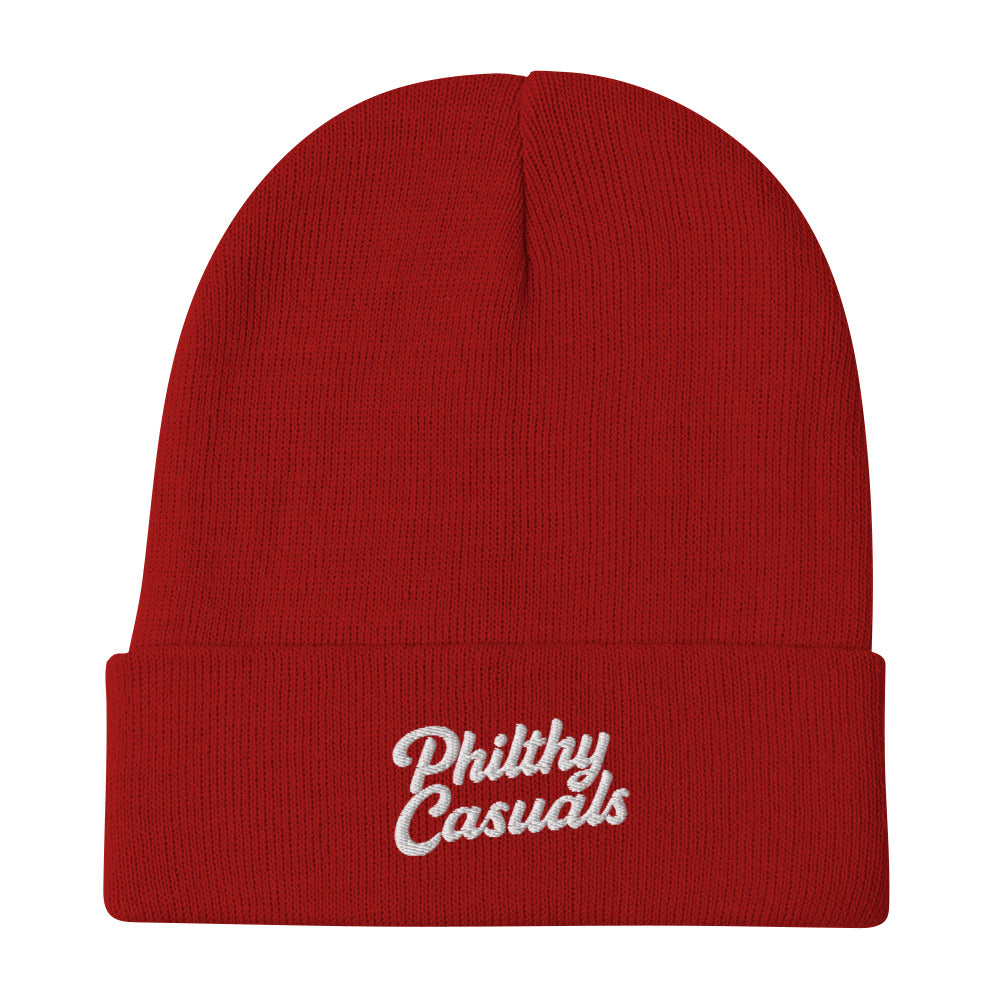 knit beanie red front