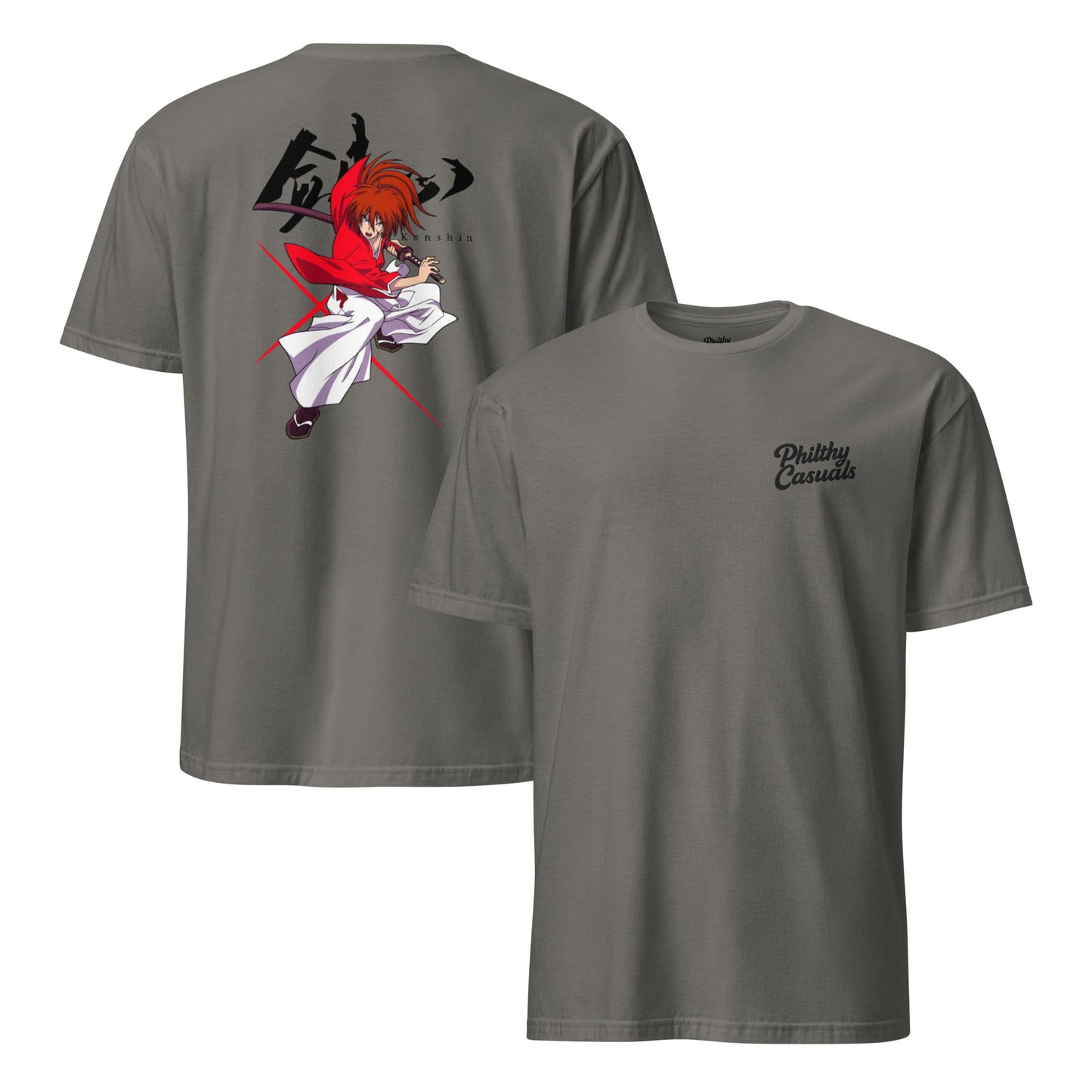 unisex basic softstyle t-shirt charcoal front and back
