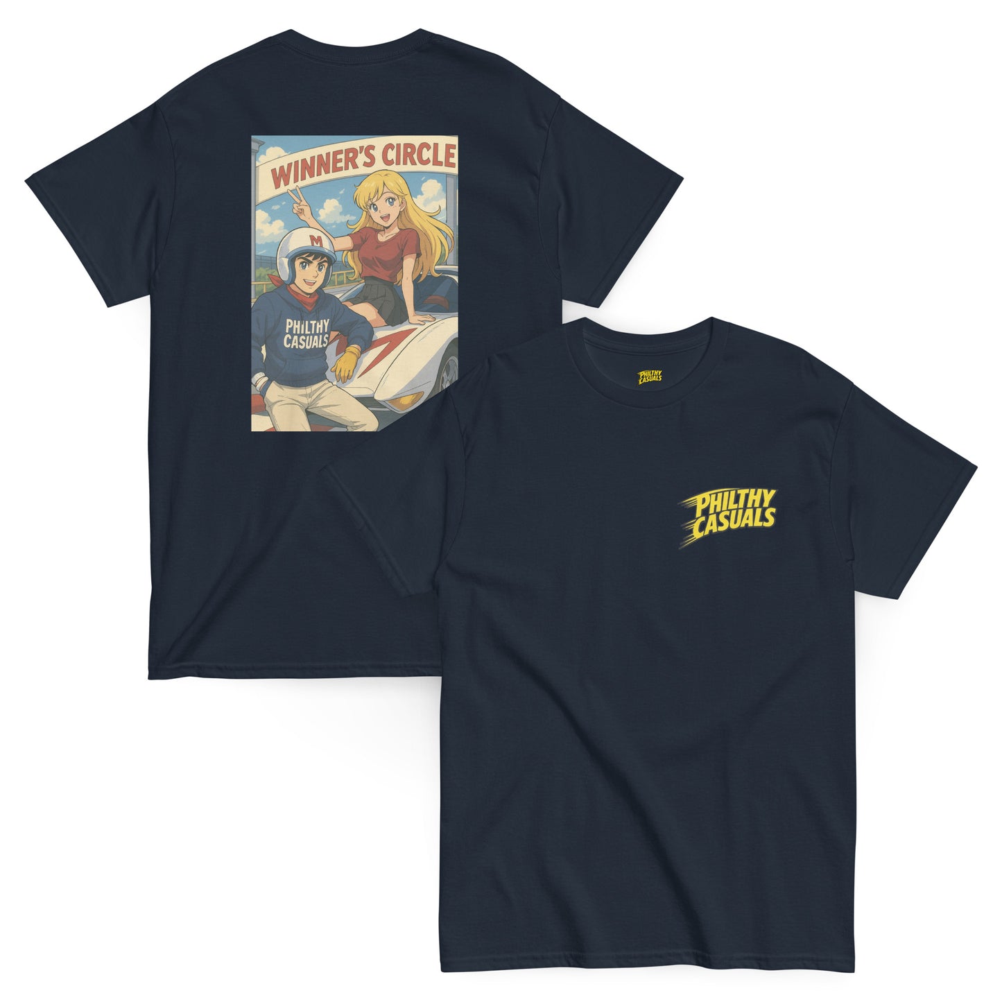 unisex classic tee navy front and back