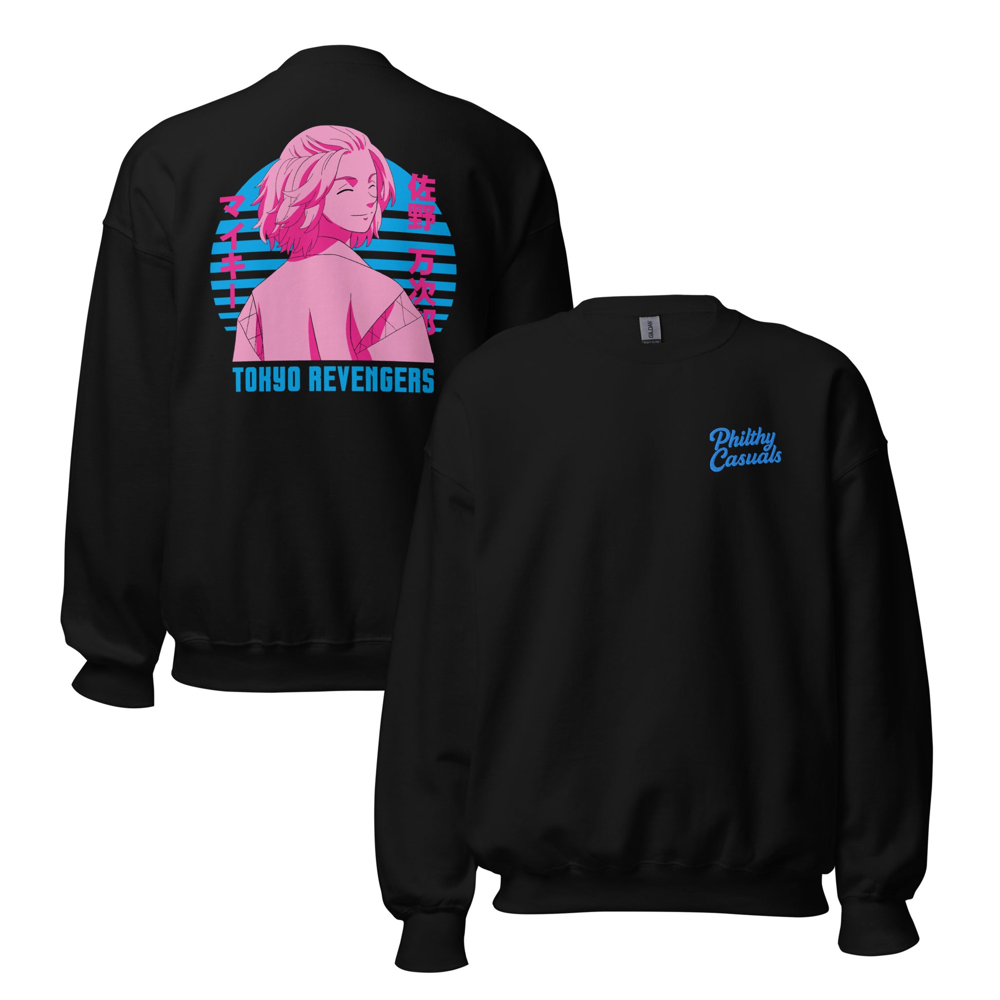unisex crew neck sweatshirt black front and back