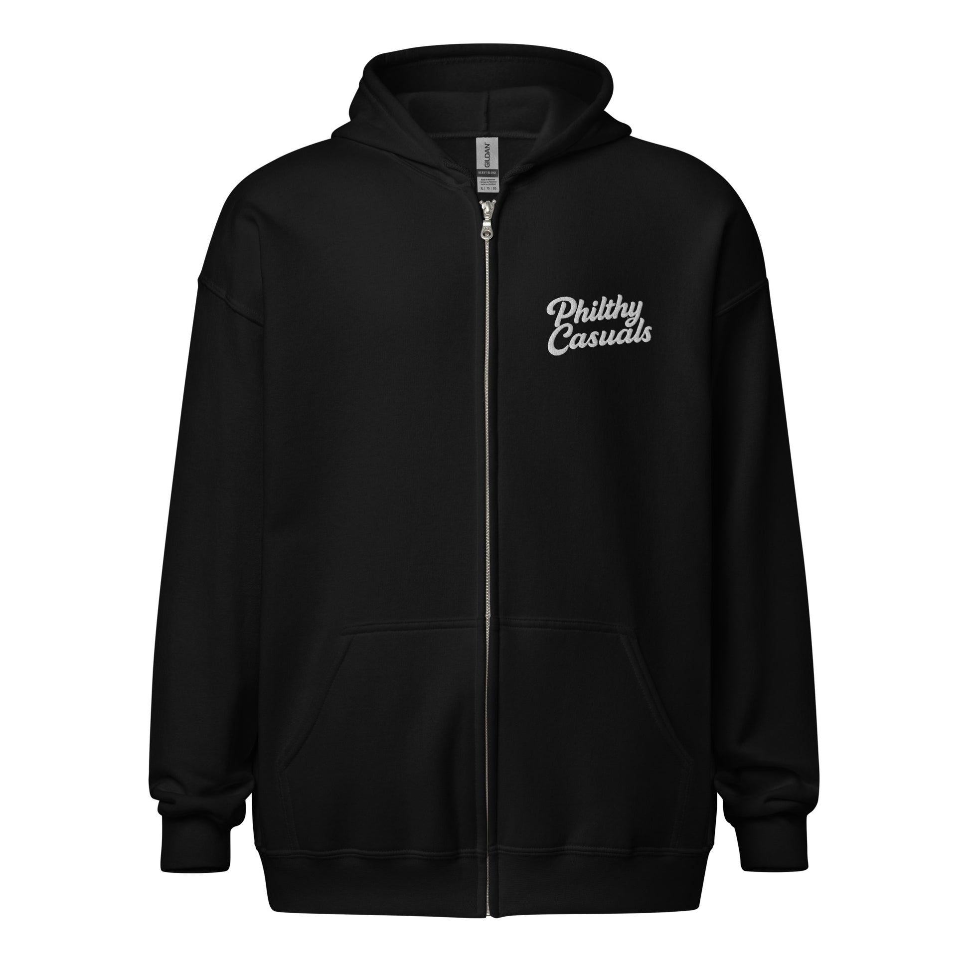 unisex heavy blend zip hoodie black front