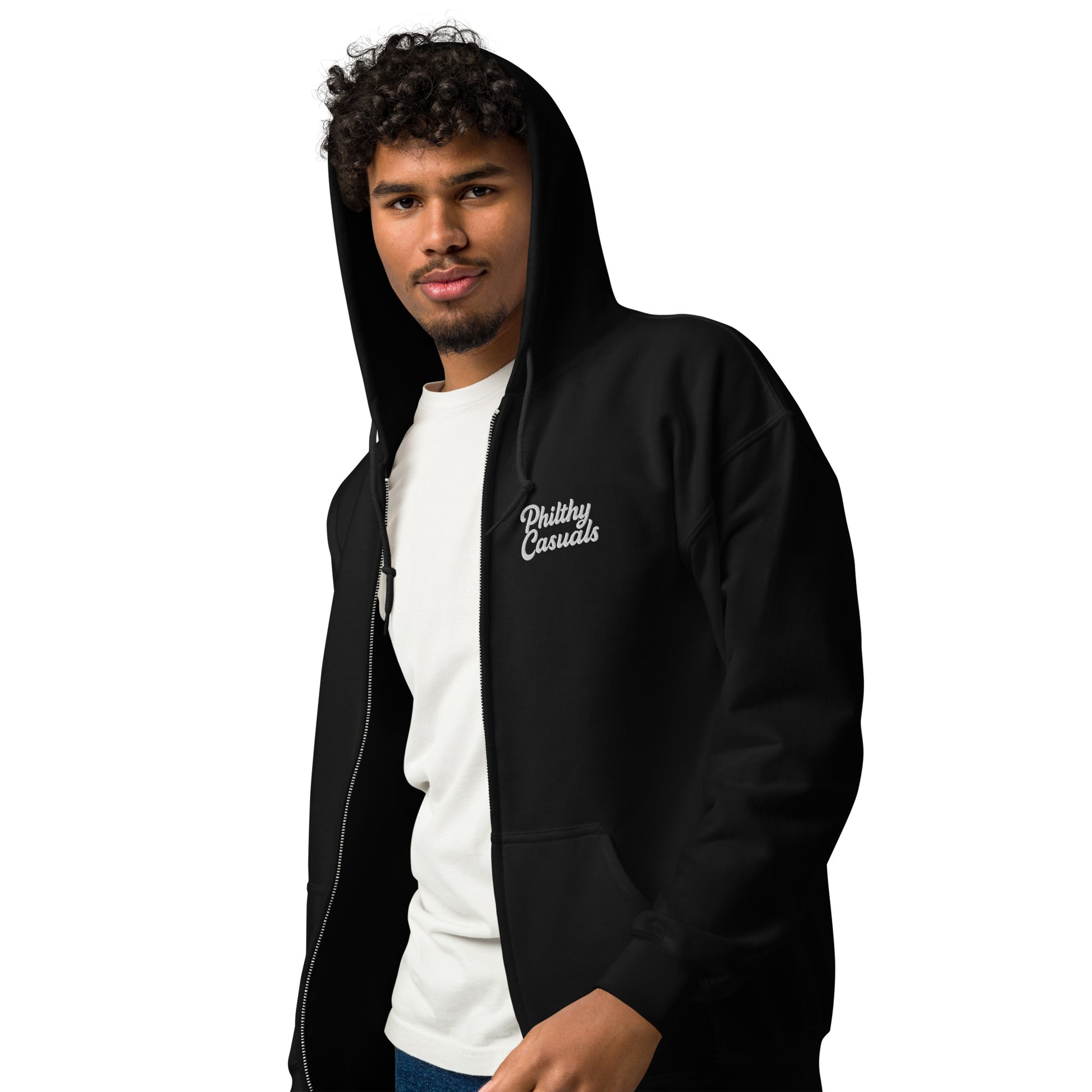 unisex heavy blend zip hoodie black left front