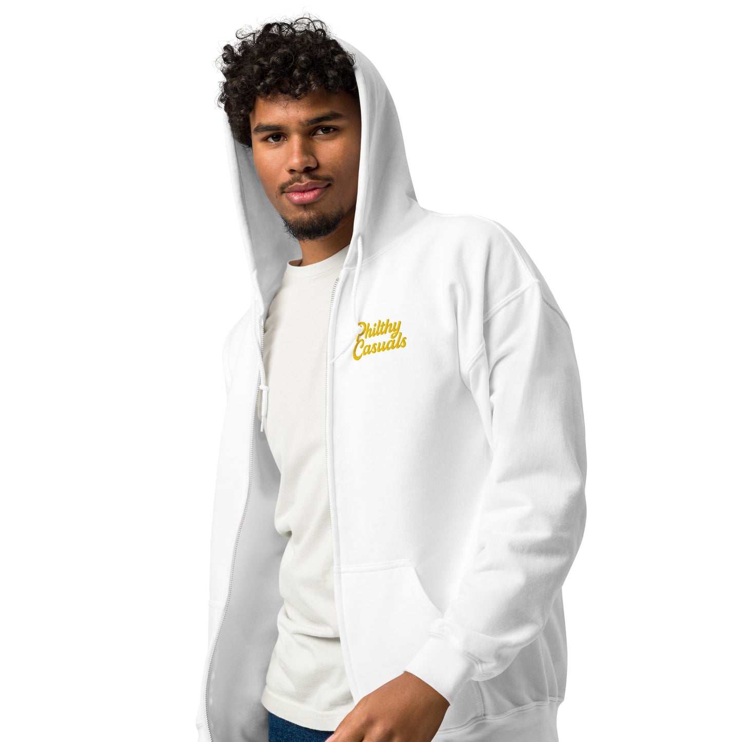 unisex heavy blend zip hoodie white left front